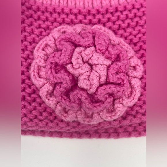 2H KNITS: Pink Knit Hat with Flower 🌸 Size: Kids Large - Picture 4 of 7